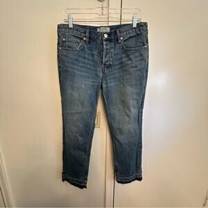 We The Free Free People Jeans Women’s 27 Mid Rise Raw Hem Denim Blue